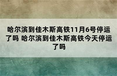 哈尔滨到佳木斯高铁11月6号停运了吗 哈尔滨到佳木斯高铁今天停运了吗